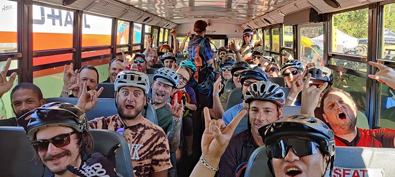 bikers on a bus